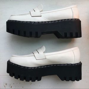 bamboo crinkle patent loafer womens platform shoes